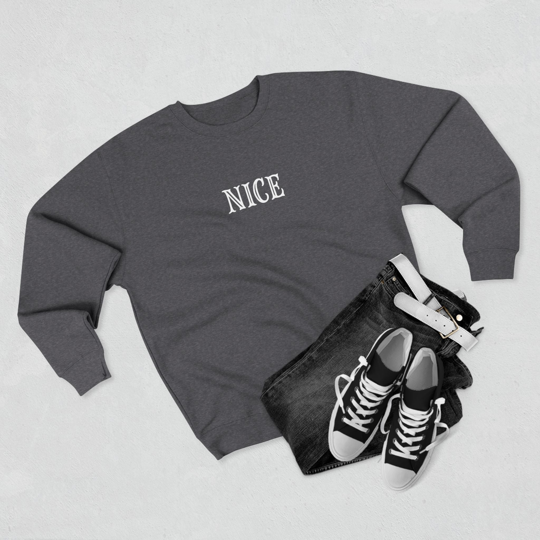 we can't Both | make it NICE | Unisex Charcoal Crewneck Sweatshirt