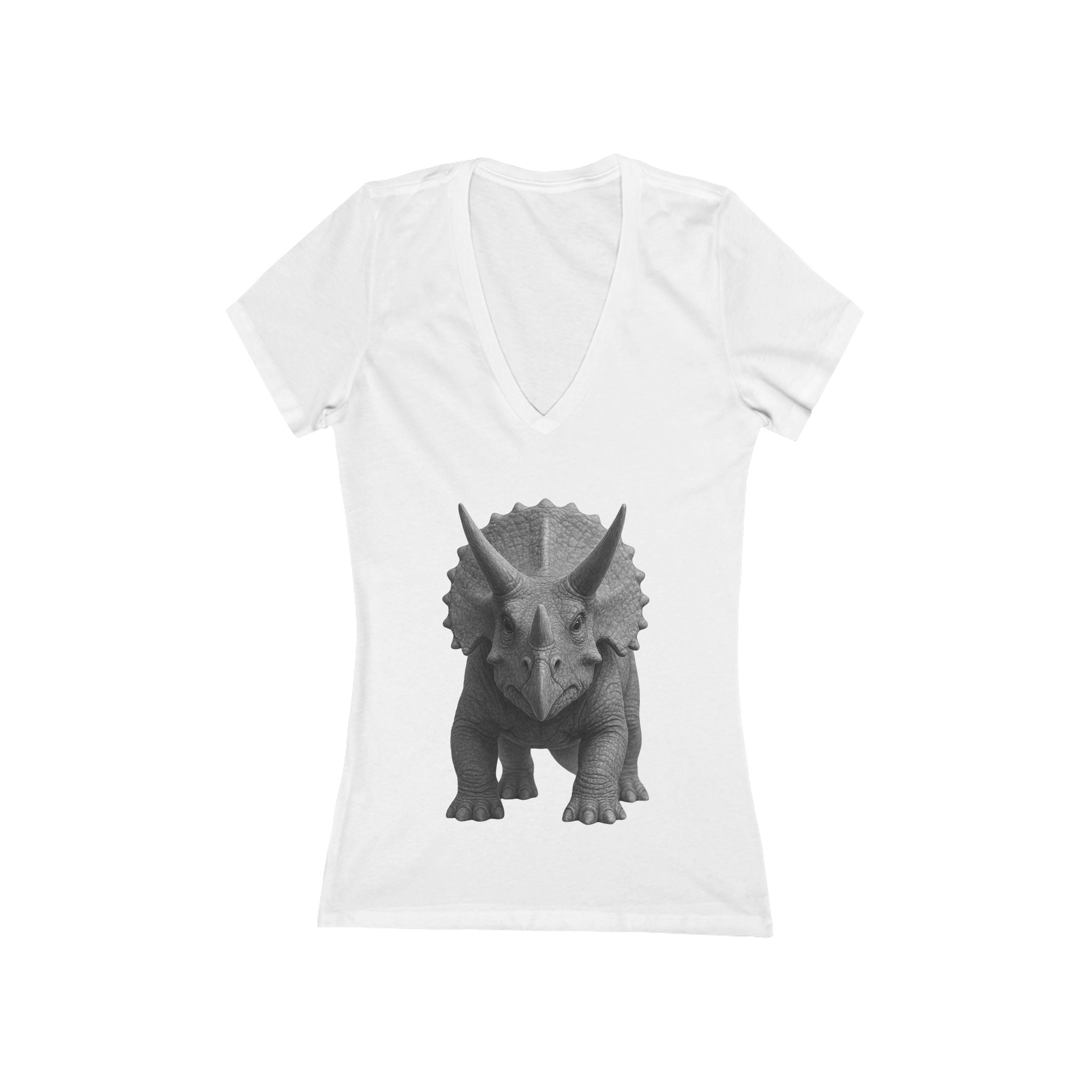 Clarice | Employee of the Month | Women's Fitted Deep V-Neck T- White