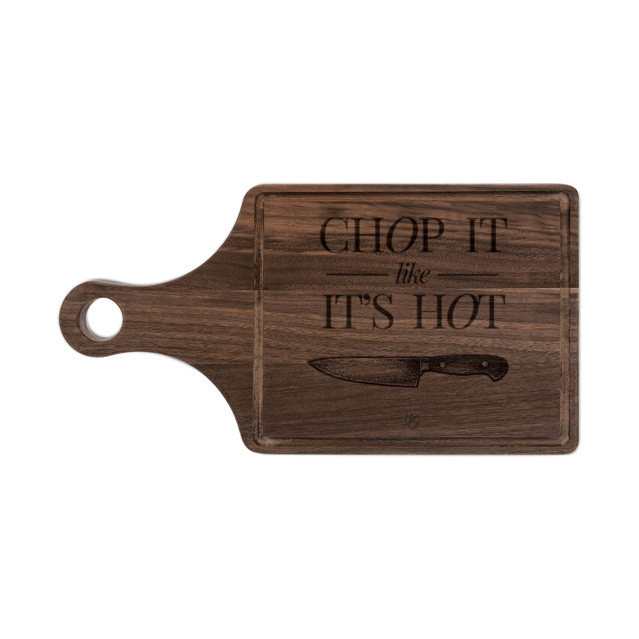 Chop It Like It's Hot | Talk Cooking To Me | Rectangle 13.5 x 7 Walnut Cutting Board