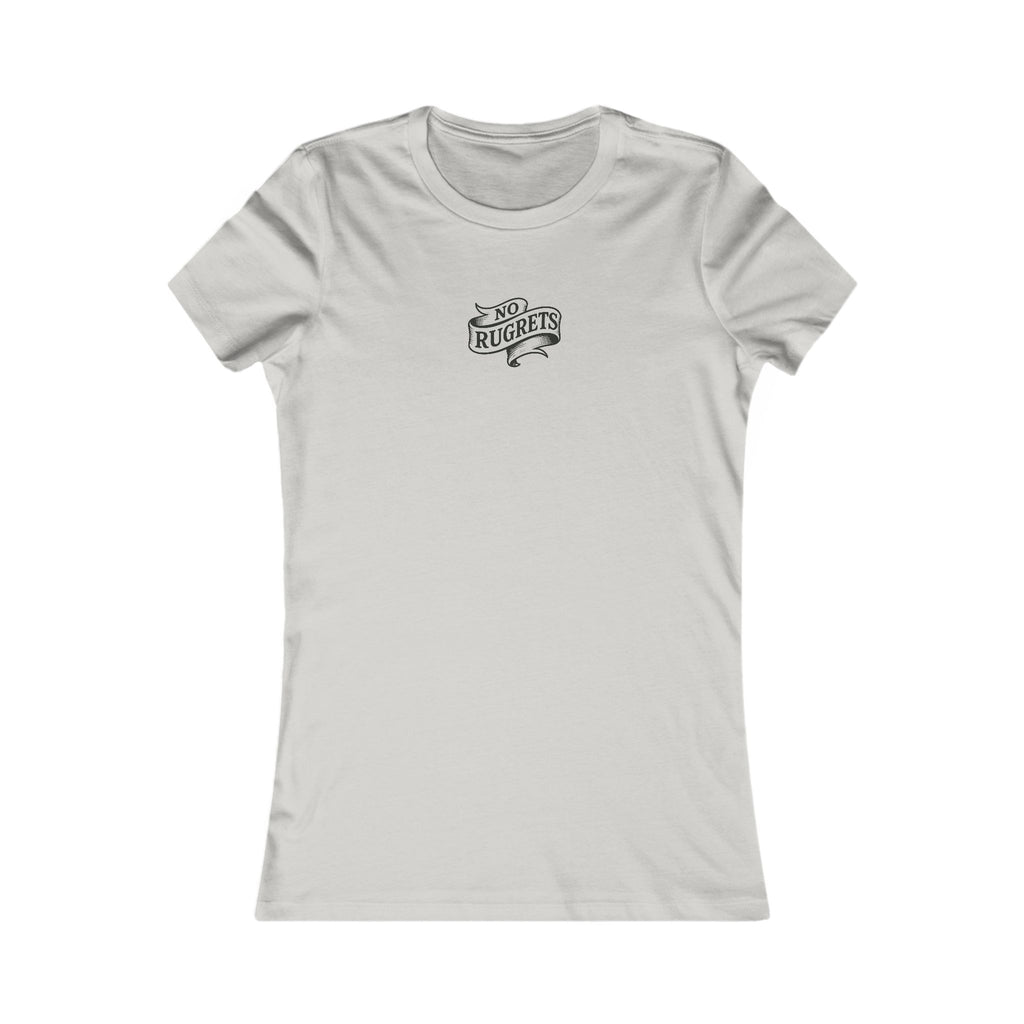 No Rugrets | Tattoo Style Designer Slogan Fitted T- Silver