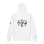 No Rugrets | Tattoo Style Designer Slogan Hooded Long Sleeve Tee- White
