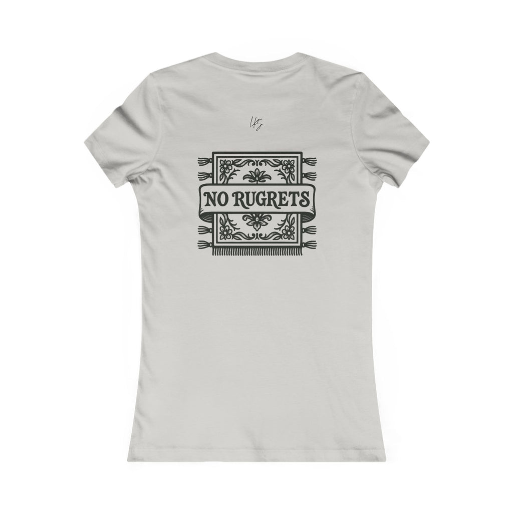 No Rugrets | Tattoo Style Designer Slogan Fitted T- Silver