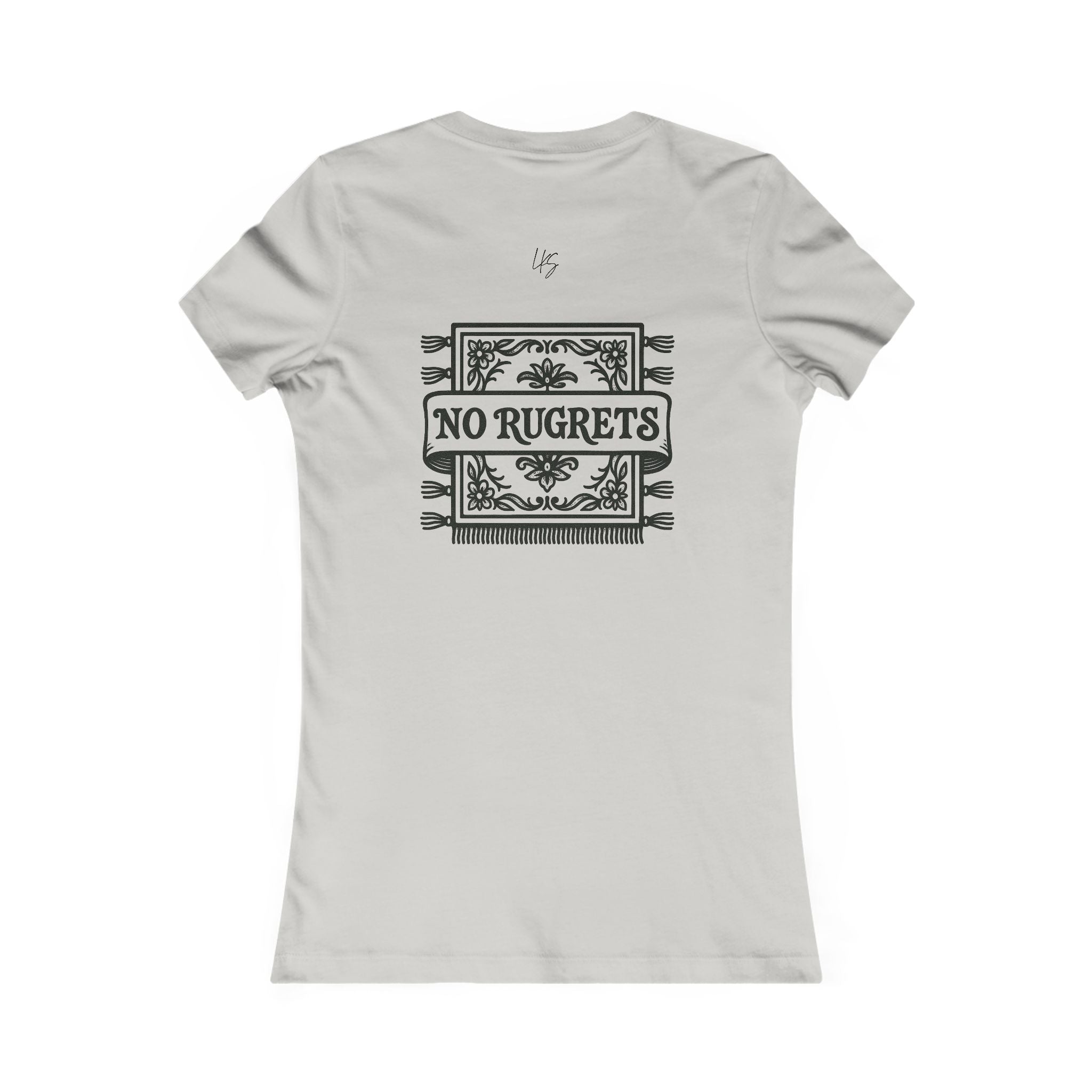 No Rugrets | Tattoo Style Designer Slogan Fitted T- Silver